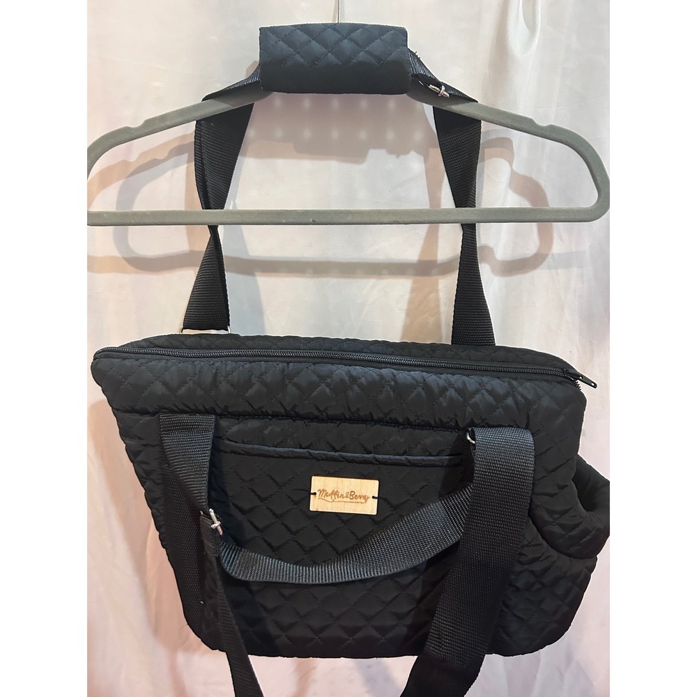 Muffin & Berry Quilted Black Pet Carrier Tote Bag With Top Opening - Picture 5 of 8